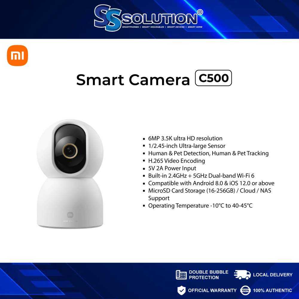 Xiaomi Smart Camera C500 I 6MP I 3.5K ultra-HD ภาพ I ความละเอียด 3200 x 1800 I Pet Detection & Track