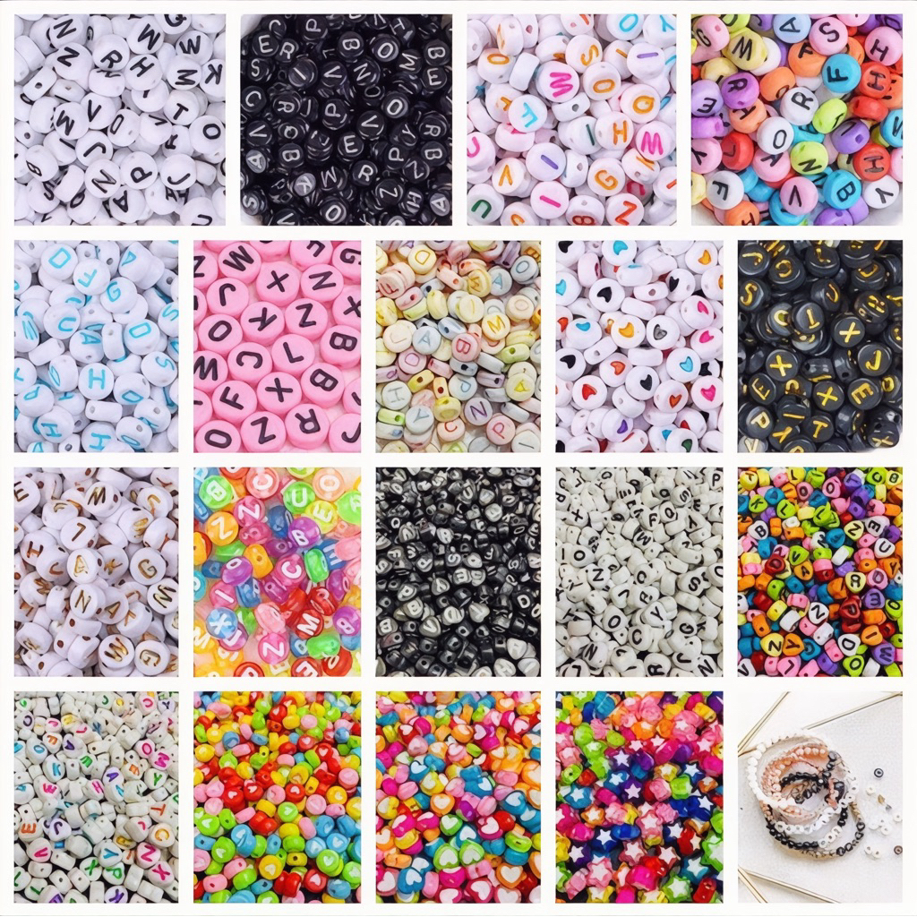 ตัวอักษร Huruf Bead & Number ตัวอักษรอะคริลิค MDC DIY Handmade Craft พวงกุญแจสร้อยข้อมือสร้อยคอสายคล