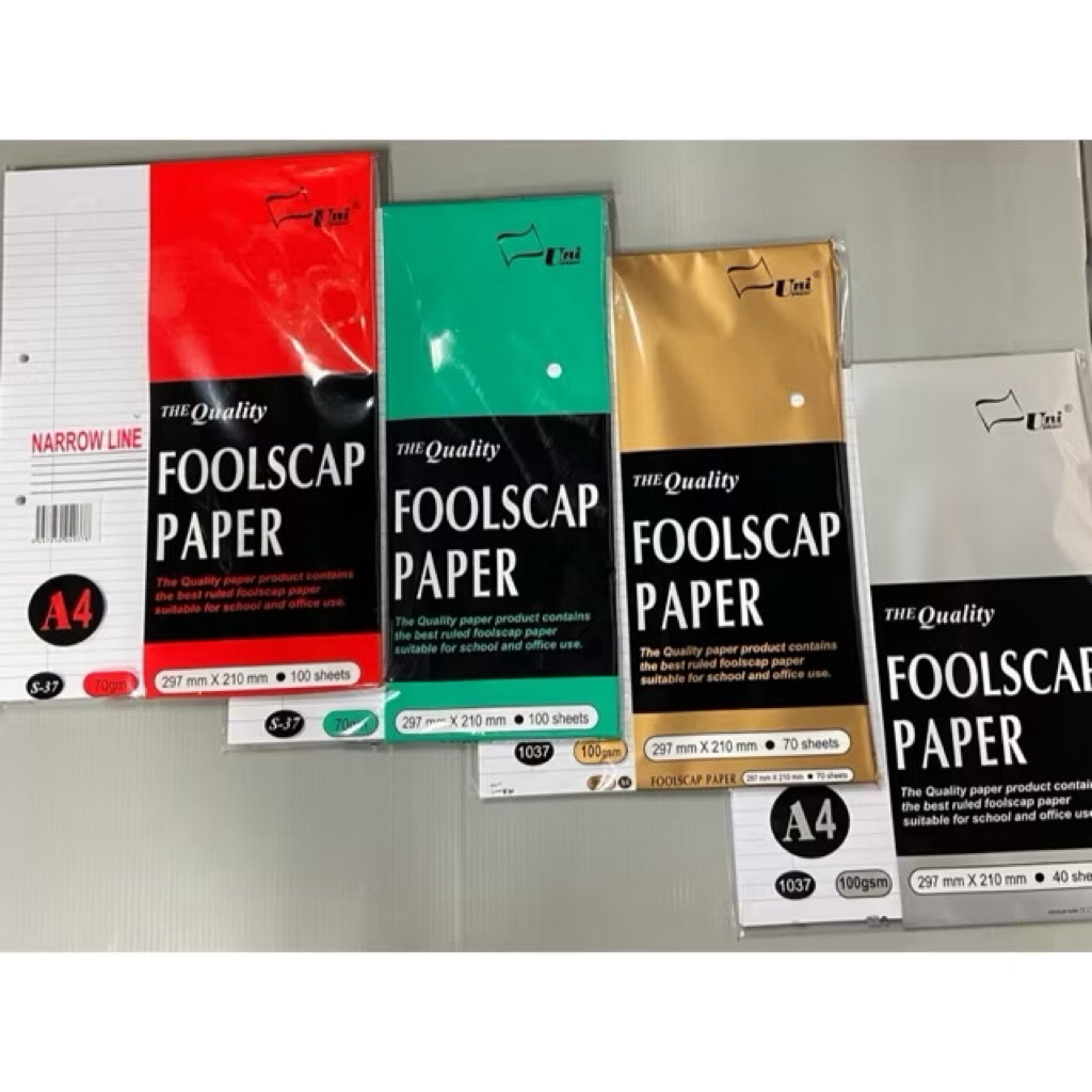 Uni Quality A4 Foolscap Paper 70gsm & 100gsm สําหรับการสอบและสํานักงาน