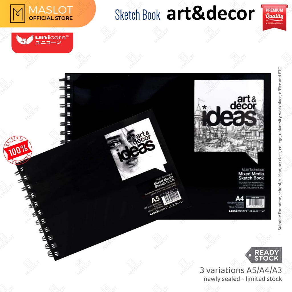 Unicorn Sketch Book Art & Decor Ideas 40 แผ่น 165gsm A5 (USB-925) / A4 (USB-924) / A3 (USB-933) Wire