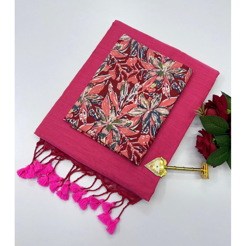 NEW ARRIVAL PURE KAADHI SOFT COTTON SAREES WITH KALAMKARI BLOUSE