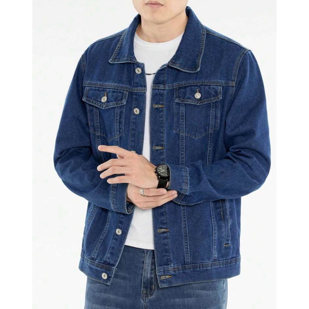 ใหม่มาถึงผู้ชายs Denim แจ็คเก็ตอินเทรนด์ Streetwear Blue Jean Coat ทุกวันชุดลําลอง