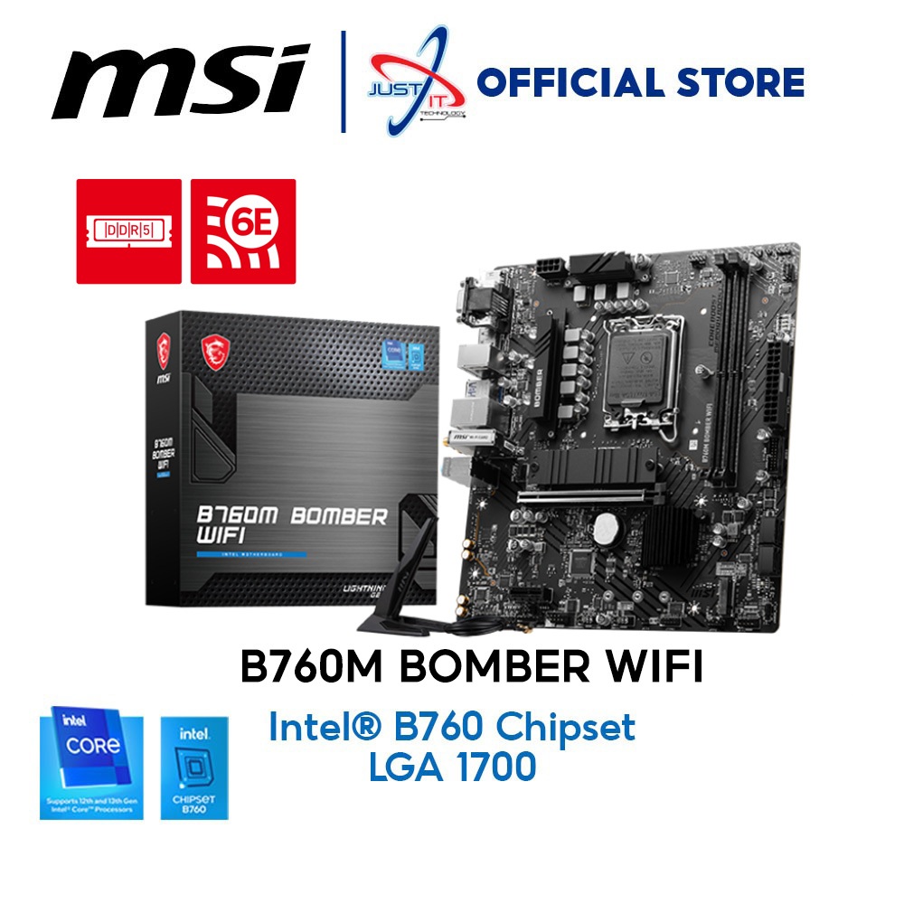 MSI B760M BOMBER WIFI DDR5 / D5 LGA1700 GAMING MOTHERBOARD COMBO I5-12400 / I3-11100F / I5-14400 / I