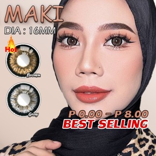 【Power 0.00-8.00】Maki 16mm 6Month Disposable Korea Lens Lens Cantik Contact Lens Power Lens Free Lens Case