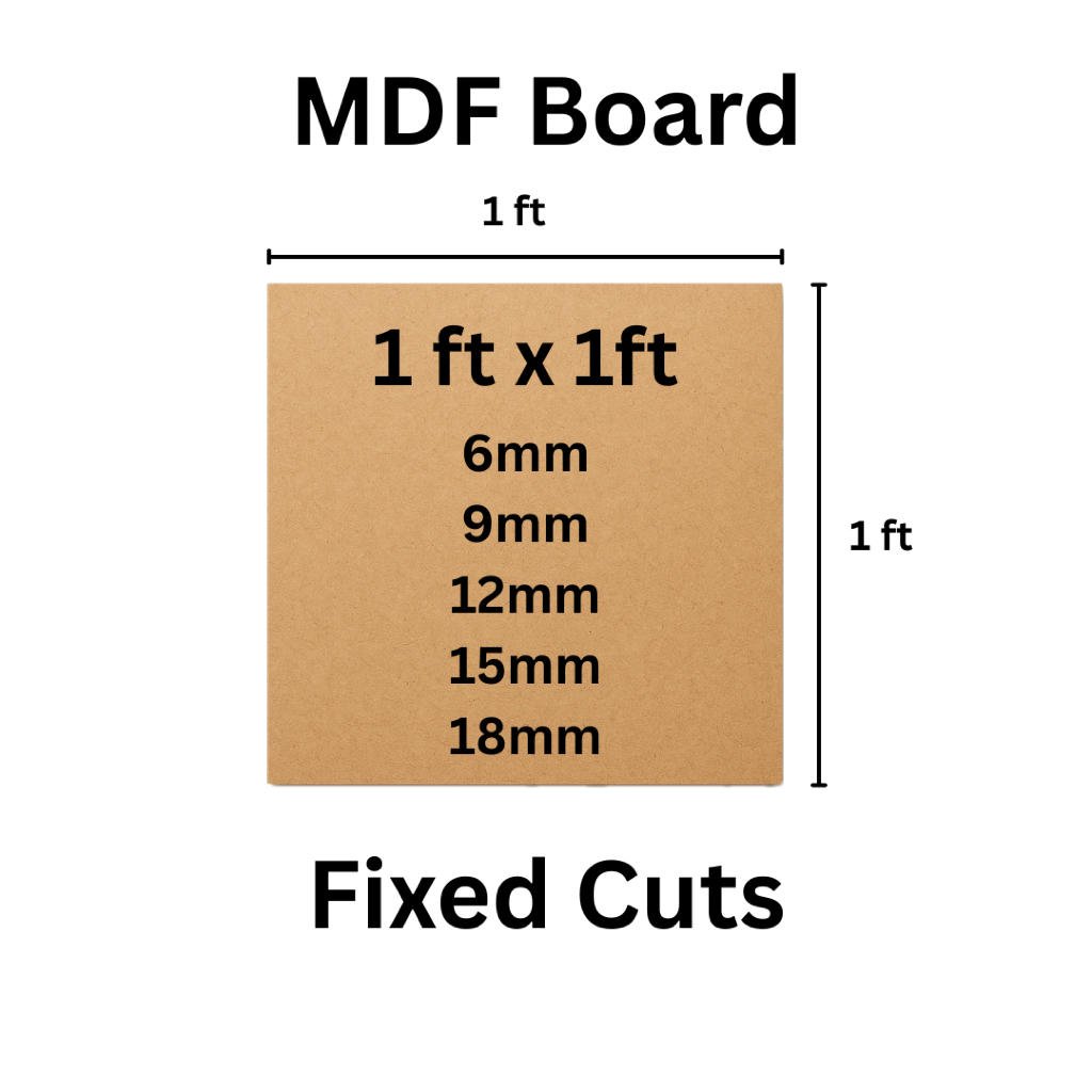MDF Board Cut ขนาด 1ft x 1ft 6mm 9mm 12mm 15mm 18mm (305 x 305)