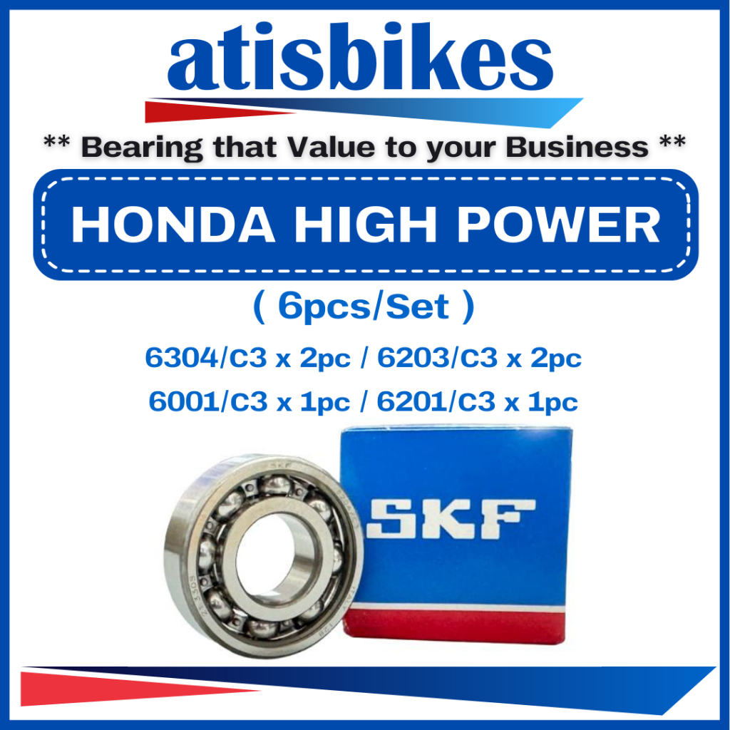 SKF HONDA EX5 HIGH POWER ( 6 ชิ้น/เซ็ต-C3 แบริ่งเกียร์เครื่องยนต์รถจักรยานยนต์ 6001C3 6201C3 6203C3 