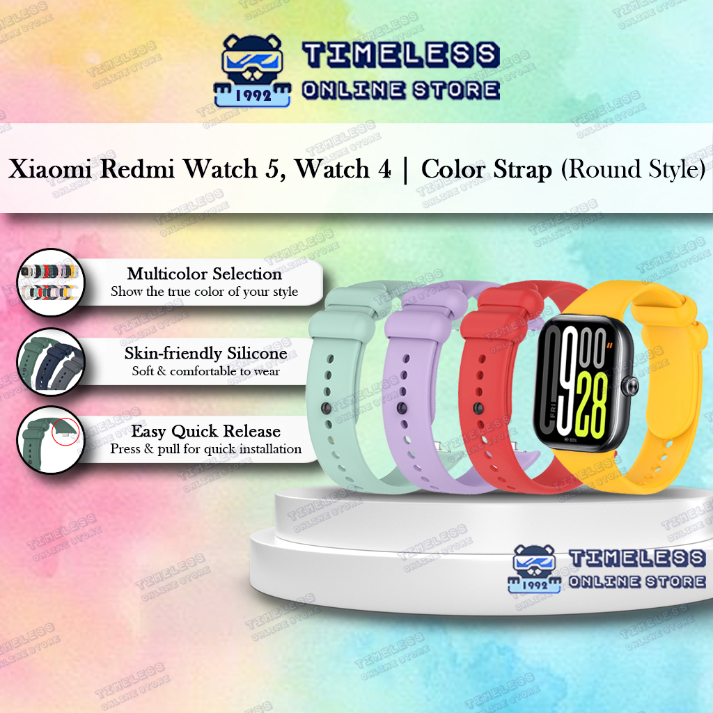 🇲🇾 Xiaomi Redmi Watch 5, สายนาฬิกา 4, สายนาฬิกาสมาร์ทวอทช์สีซิลิโคนสไตล์กลม, 12 สี (Mi Watch5 Watch4