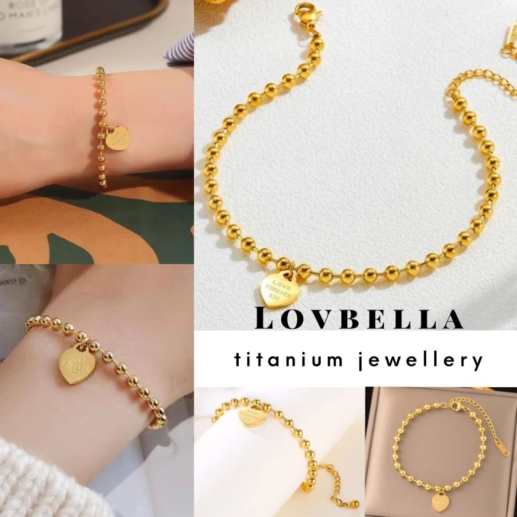🇲 🇾ENDLESS LOVE BEADED BRACELET TITANIUM STEEL JEWELERY GOLD GELANG TANGAN ANTI KARAT