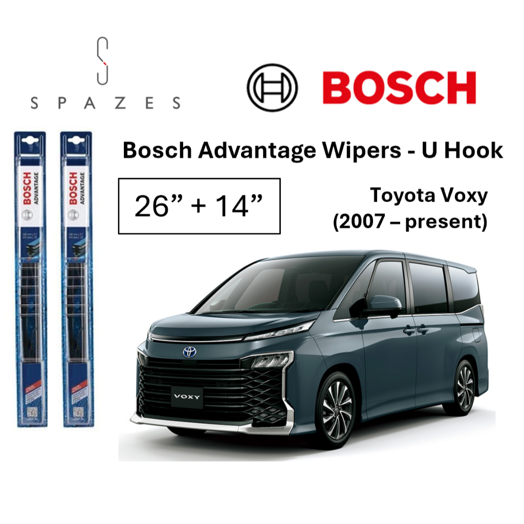 Toyota Voxy Wiper U hook Bosch Wiper 26"+14" Bosch Advantage Front Wiper U Hook
