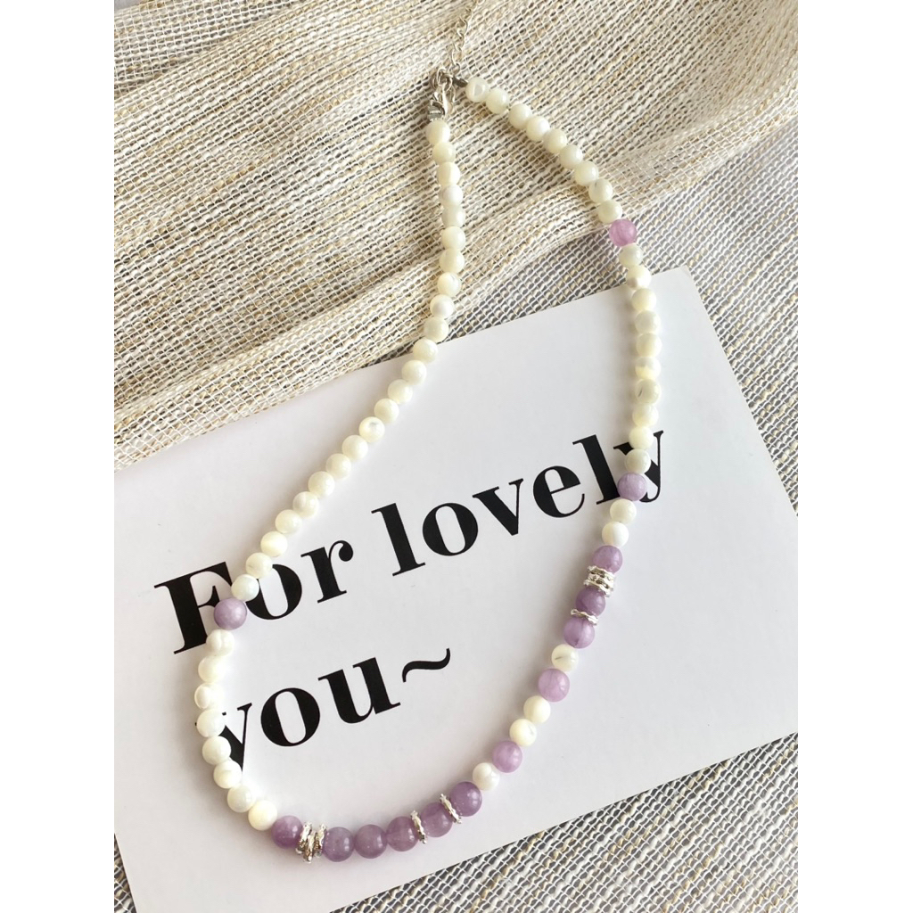 紫玉.2+贝项链 Kunzite & Mother of Pearl Necklace