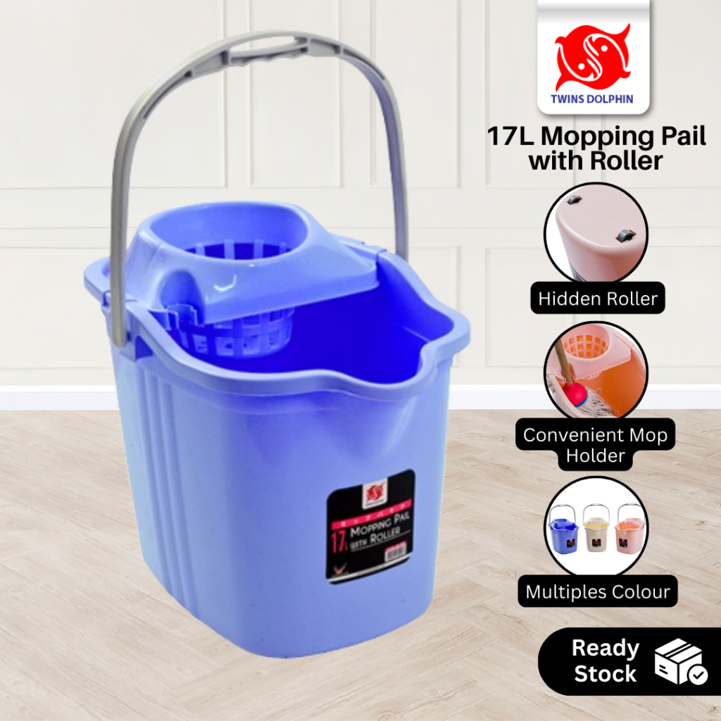 Twins Dolphin 17L Mopping Pail พร้อมลูกกลิ้ง | Twins Dolphin Baldi Mop 17L พร้อม Penggelek- GH 1004