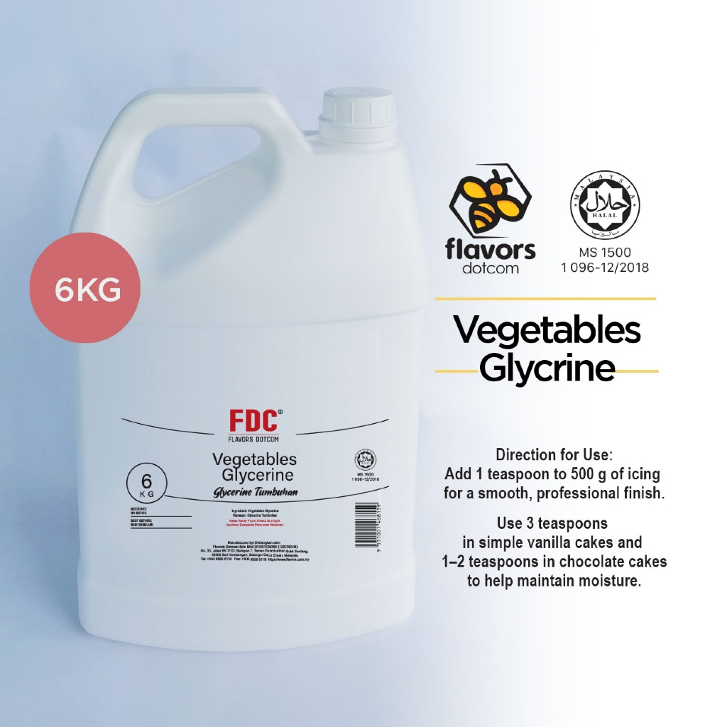 [HALAL] วัตถุเจือปนอาหาร Dotcom - GLYCERINE VEGETABLE (USP Food Grade) 6KG