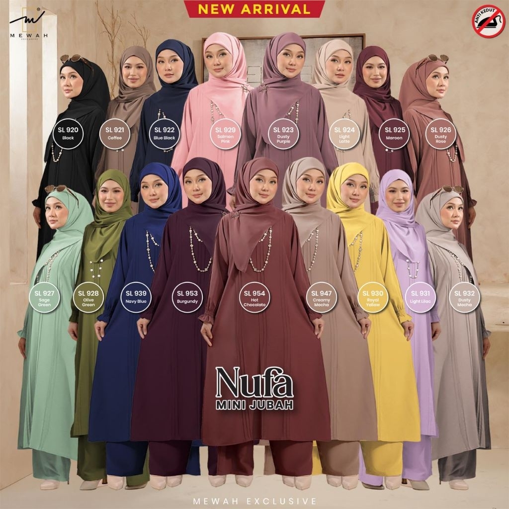 Suite MINI JUBAH NUFA Jubah Seluar Muslimah Set Haji Umarh Suite Exclusive