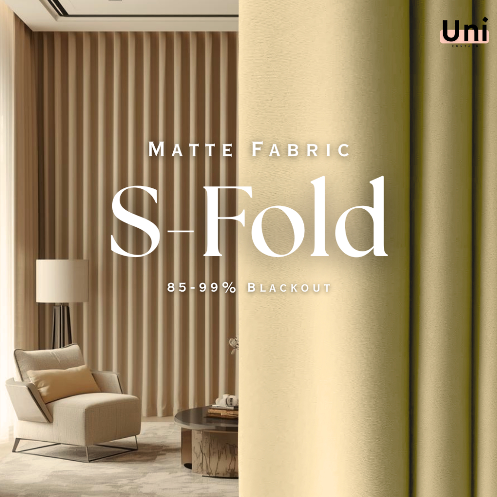 Uni S Fold Premium Matte Curtain 3.1m สูง 85-99% Blackout ปรับแต่ง Langsir Hotel Gelap 光帘 DumbbellSt