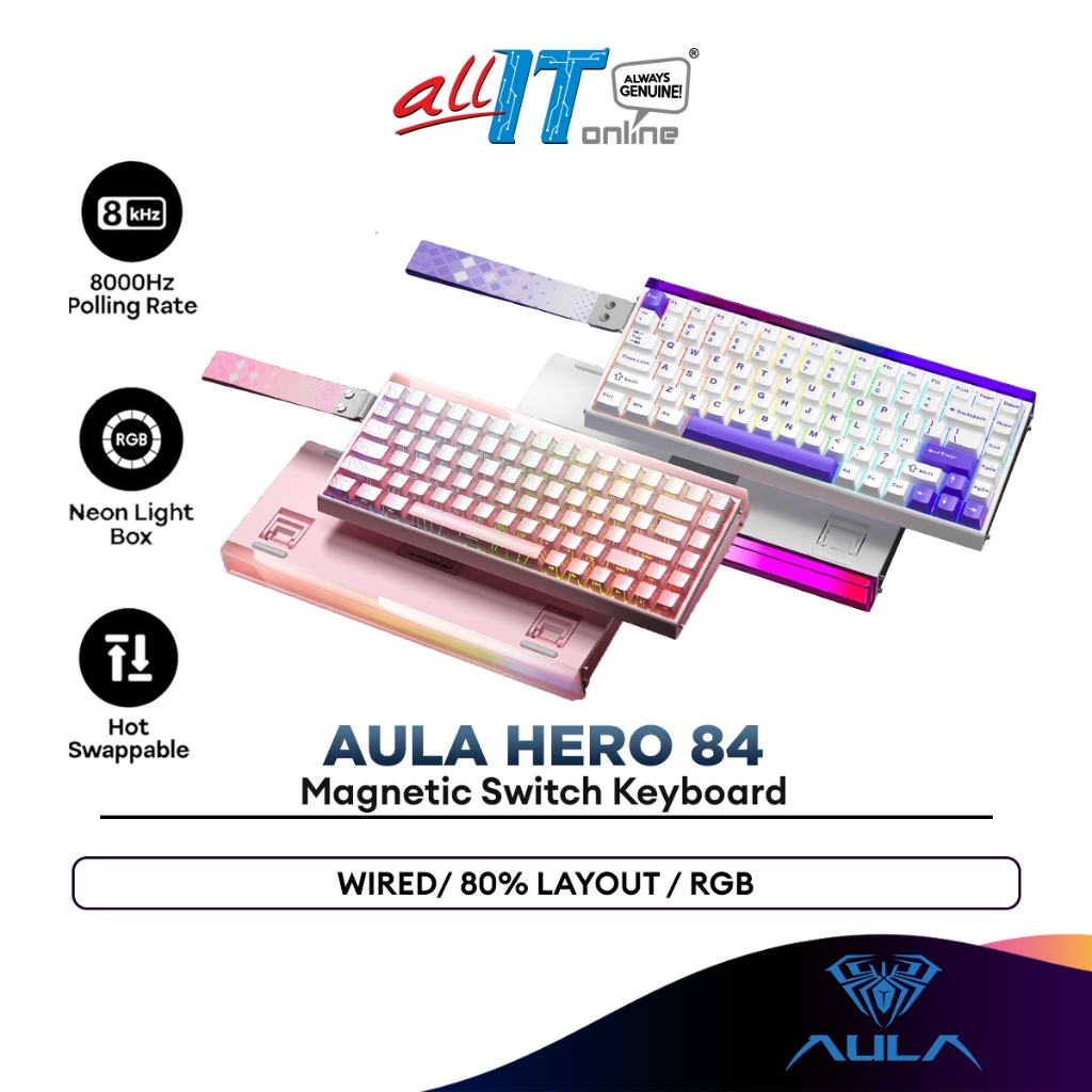 AULA HERO84HE คีย์บอร์ดสวิตช์แม่เหล็กแบบมีสาย USB Gaming RGB Mechanical