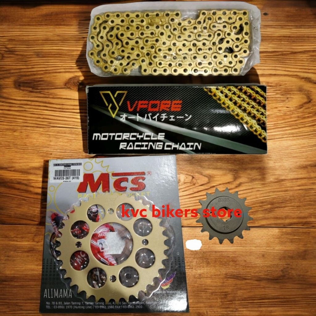 VFORE 415 GOLD CHAIN +MCS SPROCKET WAVE125 / FI / DASH110 / FI / FUTURE / WAVE110 / ALPHA