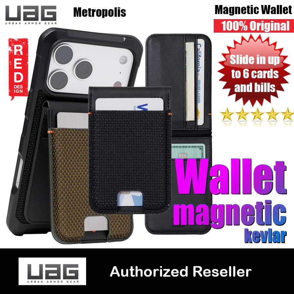 UAG Metropolis Kevlar PU Leather Magnetic Snap Wallet และ Stand Kickstand Card Holder Phone Stand