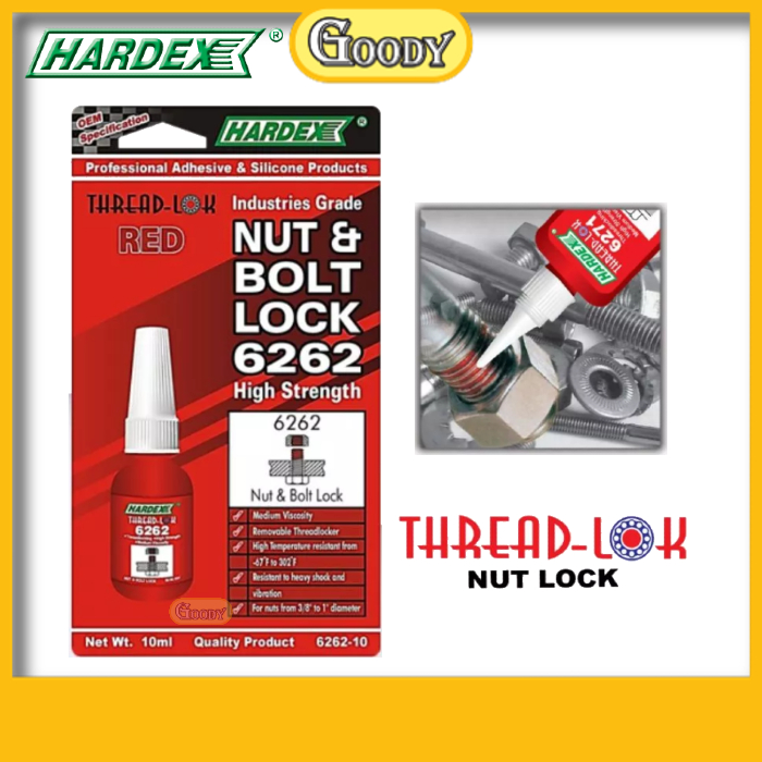 HARDEX 6262 Thread Lock Nut & Bolt Lock - 10ml