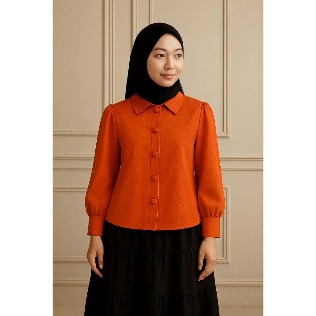 เสื้อเบลาส์ Bella คอปก สไตล์ cey เครปอิตาลี ผ้านุ่ม 10wrna plus size fyp