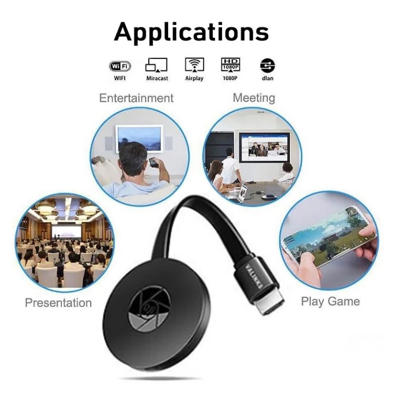 G2 Wireless HDMI Dongle สําหรับ HD Mirroring รองรับ Android, iOS, และ DLNA พร้อมความละเอียด 1080P