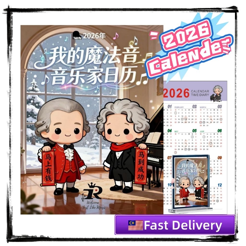 [Just Like Music]2026 Calender Card Acrylic Magnet A5 Size Card Composer Calender