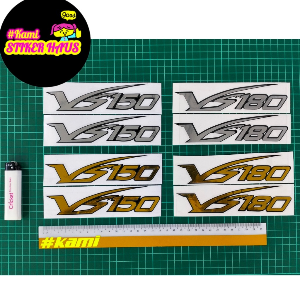 Suzuki VS150 / VS180 (Chrome/Gold Chrome) (1Set = 2 ชิ้น) สติ๊กเกอร์ตัดทับซ้อนกัน ดีไซน์ oldschool r