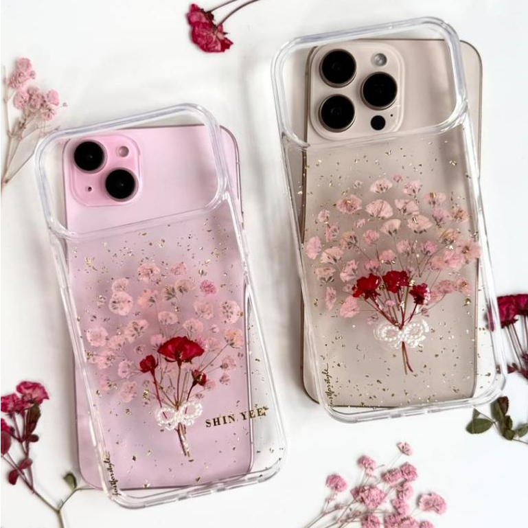 ท้องถิ่นทําด้วยมือดอกไม้แห้งจริงเคสโทรศัพท์ที่กําหนดเองสําหรับiPhone 17 Pro Max/17 Pro/17/16 Pro Max