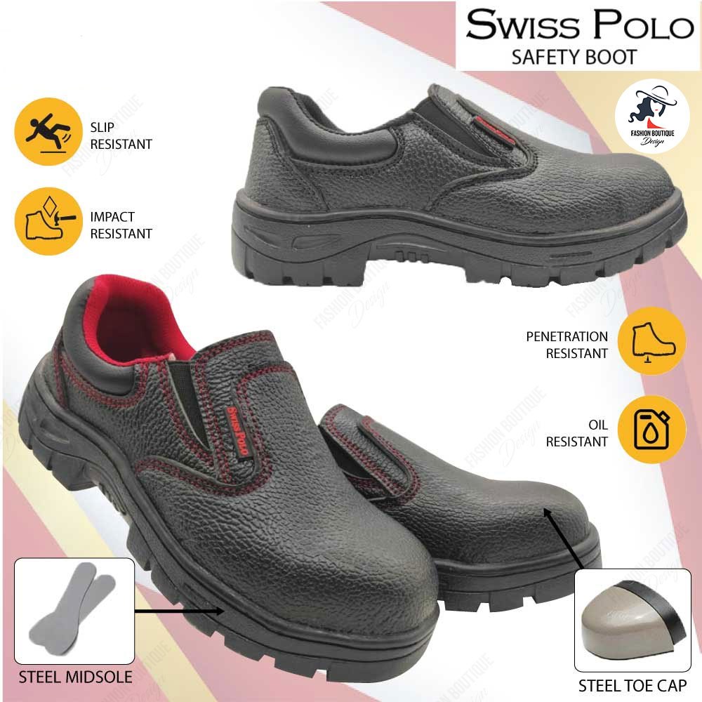 Swiss Polo ผู้ชายผู้หญิง Safety Boot/รองเท้า Low Cut Safety Boot ยาง Kasut Safety Lelaki Perempuan