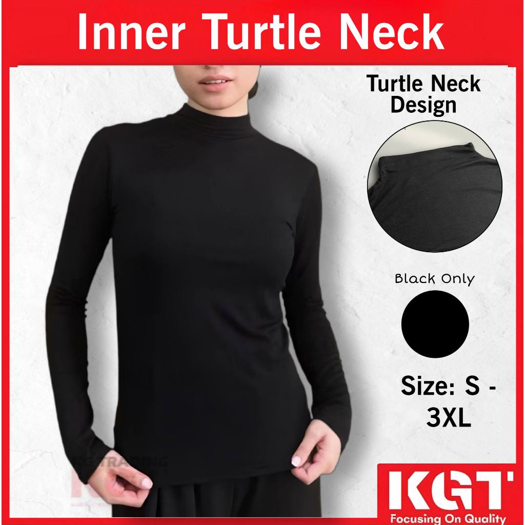 Baju ด้านในสีดําคอสูงขนาด S-3XL แขนยาว (INNER TURTLE คอแขนยาว) ไซส์ S-3XL