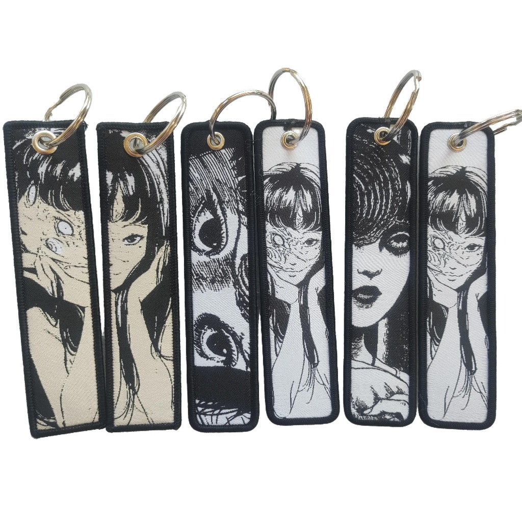 1 ชิ้นอะนิเมะ junji ito คอลเลกชันสยองขวัญพวงกุญแจปักสองด้าน/jettag/keytag