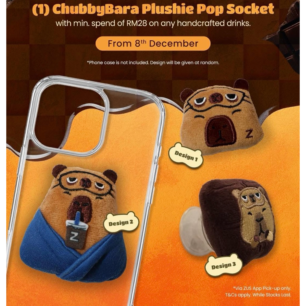 Zus Coffee ChubbyBara Plushie Pop Socket