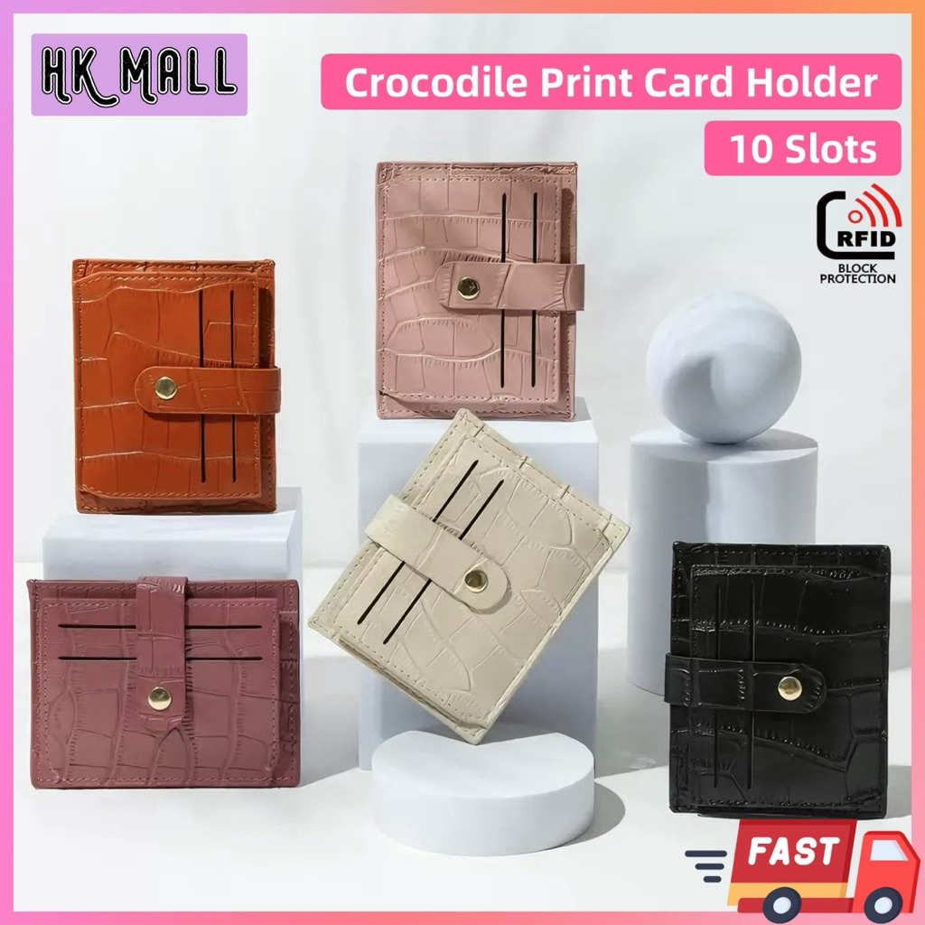 (HK Mall) Women Slim Crocodile Print Card Holder Wallet Purse Leather Dompet Kad 888