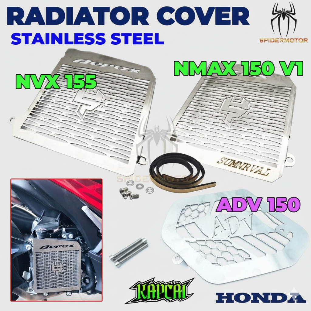 ฝาครอบหม้อน้ําสแตนเลส YAMAHA NVX 155 V1 V2 / NVX155 / NMAX 150 V1 ADV 150 ADV150 COOLANT NET