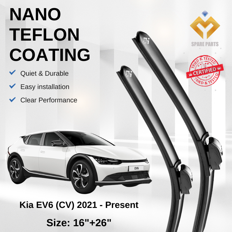 Kia EV6 CV 2021 Premium Japan Tech ใบปัดน้ําฝนรถยนต์ 16+26 Type 02 ไร้ริ้ว ทนทาน ติดตั้งง่าย +