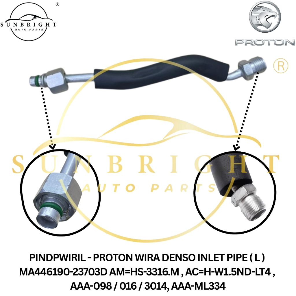 PROTON WIRA DENSO INLET PIPE ( L ) MA446190-23703D AM=HS-3316.M , AC=H-W1.5ND-LT4 , AAA-098 / 016 / 