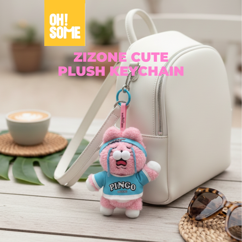 OHSOME x ZIZONE- Zizone พวงกุญแจตุ๊กตาน่ารัก/ Pingo Cat Furry จี้/ กระเป๋าเป้สะพายหลังเครื่องประดับ/