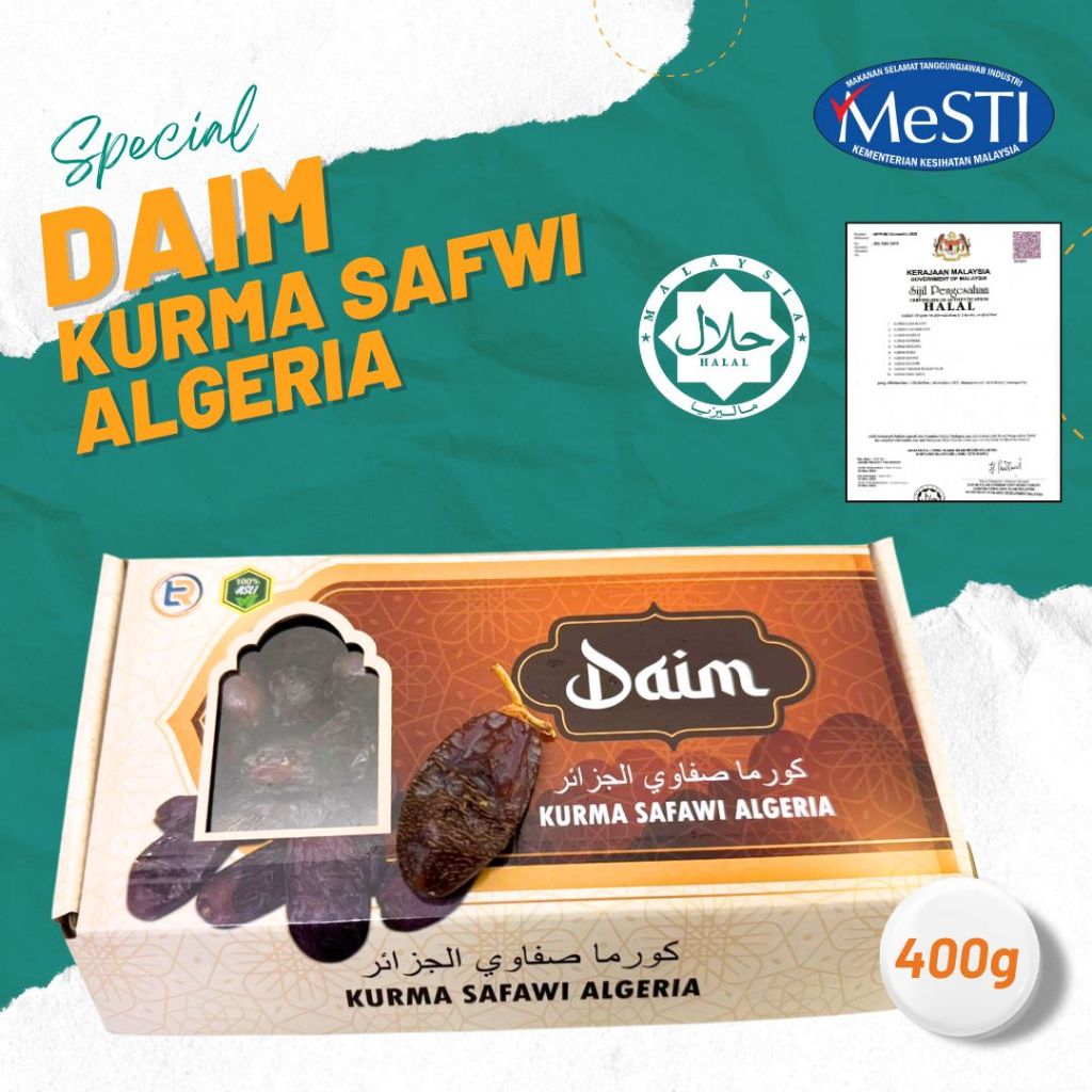 Kurma Safawai Algeria Daim ฮาลาล วันที่คุณภาพ 400g