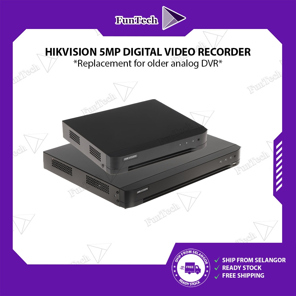 FunTech HIKVISION 4CH / 8CH / 16CH 5MP เครื่องบันทึกวิดีโอดิจิตอลสูงสุด 8MP ระบบรักษาความปลอดภัย DVR
