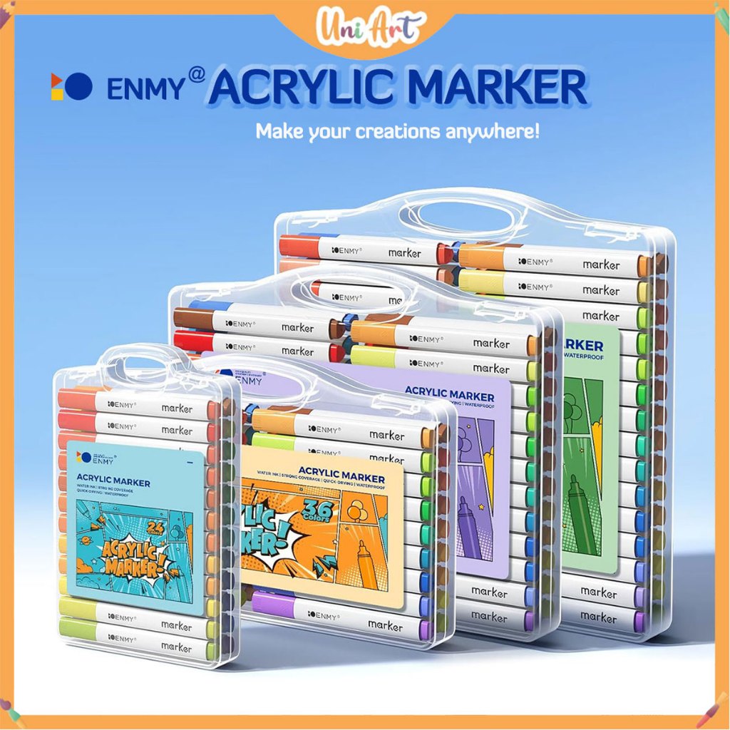 12/24/36/48/60/80 สี ENMY อะคริลิคชุด Brightly สีล้างทําความสะอาดได้ Graffiti ปากกาเครื่องเขียน