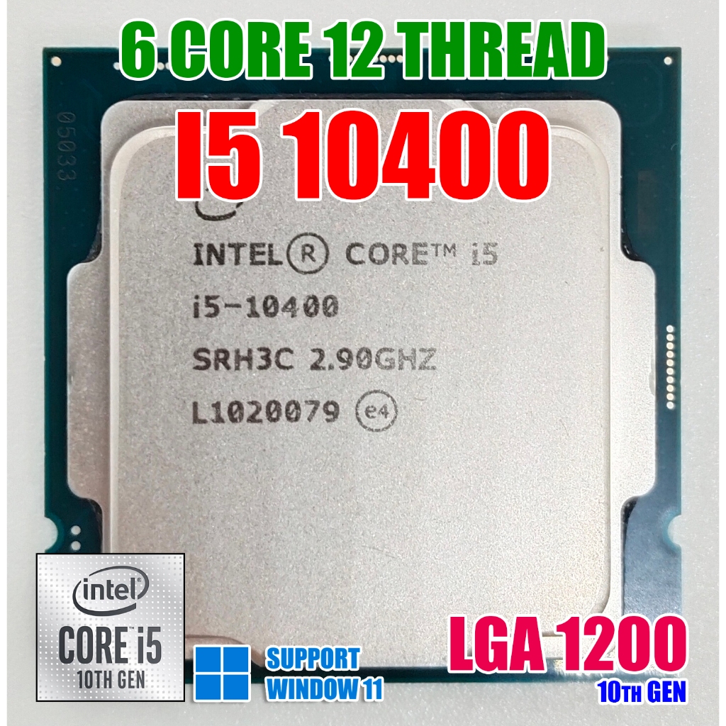 Intel มือสอง® โปรเซสเซอร์ CoreTM i5-10400 / LGA1200 / 10TH GEN / 6 Core 12 Thread / 4.30 GHz / รองรั
