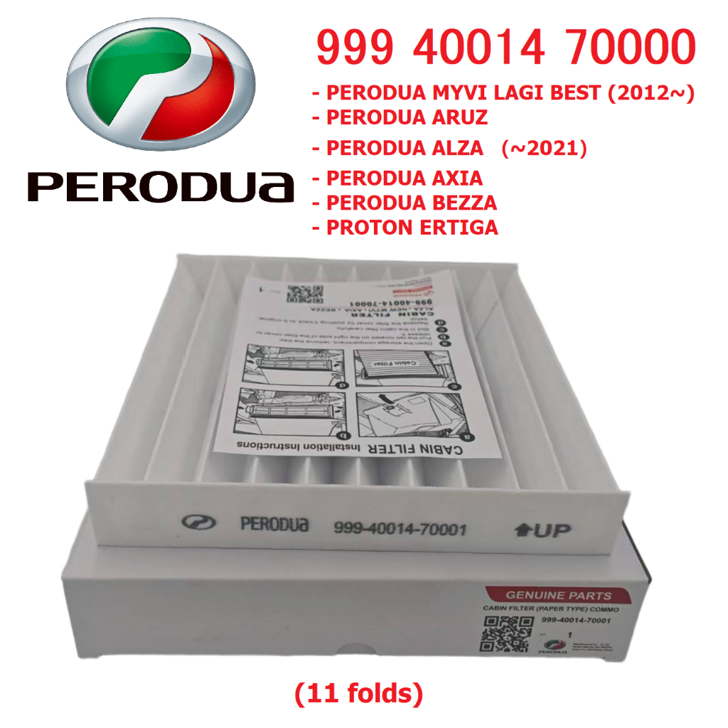 Perodua Myvi Lagi Best (2012~)/Aruz/Bezza/Axia/P.Eritga/Alza Aircond Filter/Cabin Filter 999 40014 7