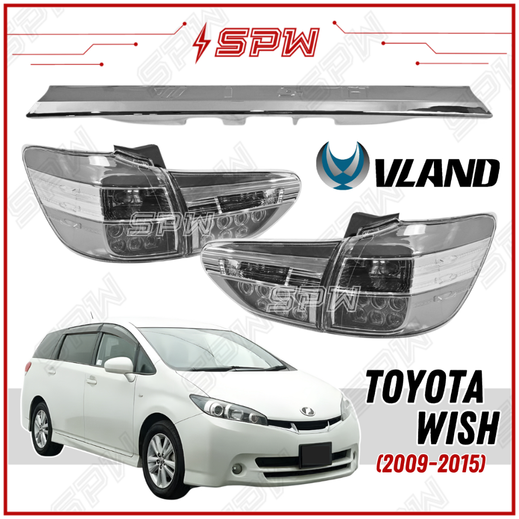 Toyota Wish ZGE10 (2009-2015) Albino Clear Vland ไฟท้ายไฟท้ายไฟท้าย Vland แบบไดนามิก LED DRL Facelif