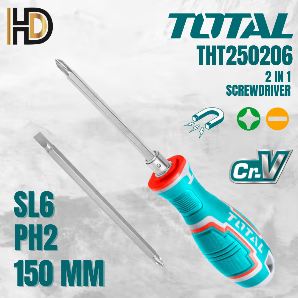 TOTAL ชุดไขควง 2 In 1 / ไขควง TOTAL CR-V (150 MM) THT250206