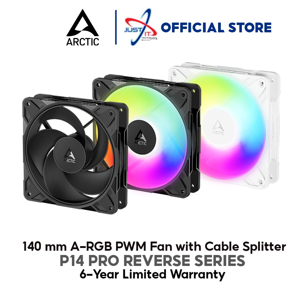 ARCTIC P14 PRO REVERSE ARGB / NON ARGB 140MM CASING FAN - สีดํา / ขาว