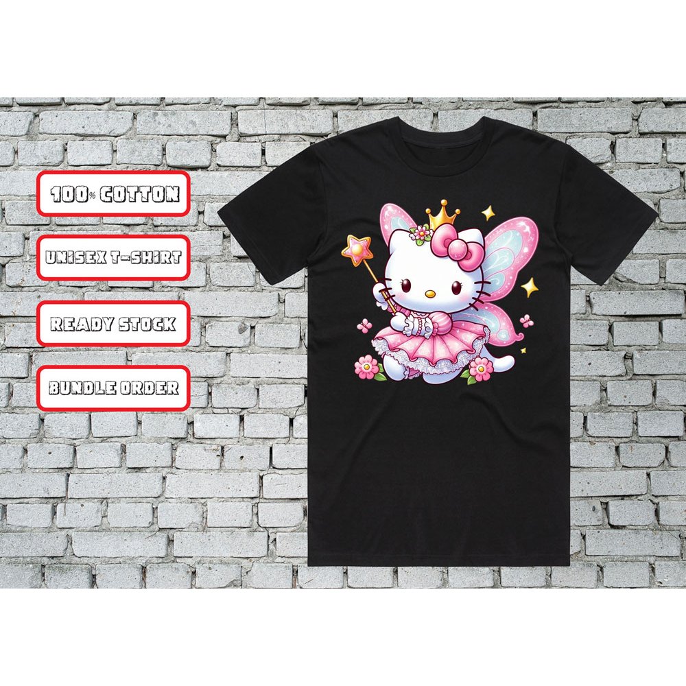 CARTOON PRINTING LOGO "FAIRY HELLO KITTY" ผู้ใหญ่/เด็ก CASUAL COTTON เสื้อยืดแขนสั้น *UNISEX* A89