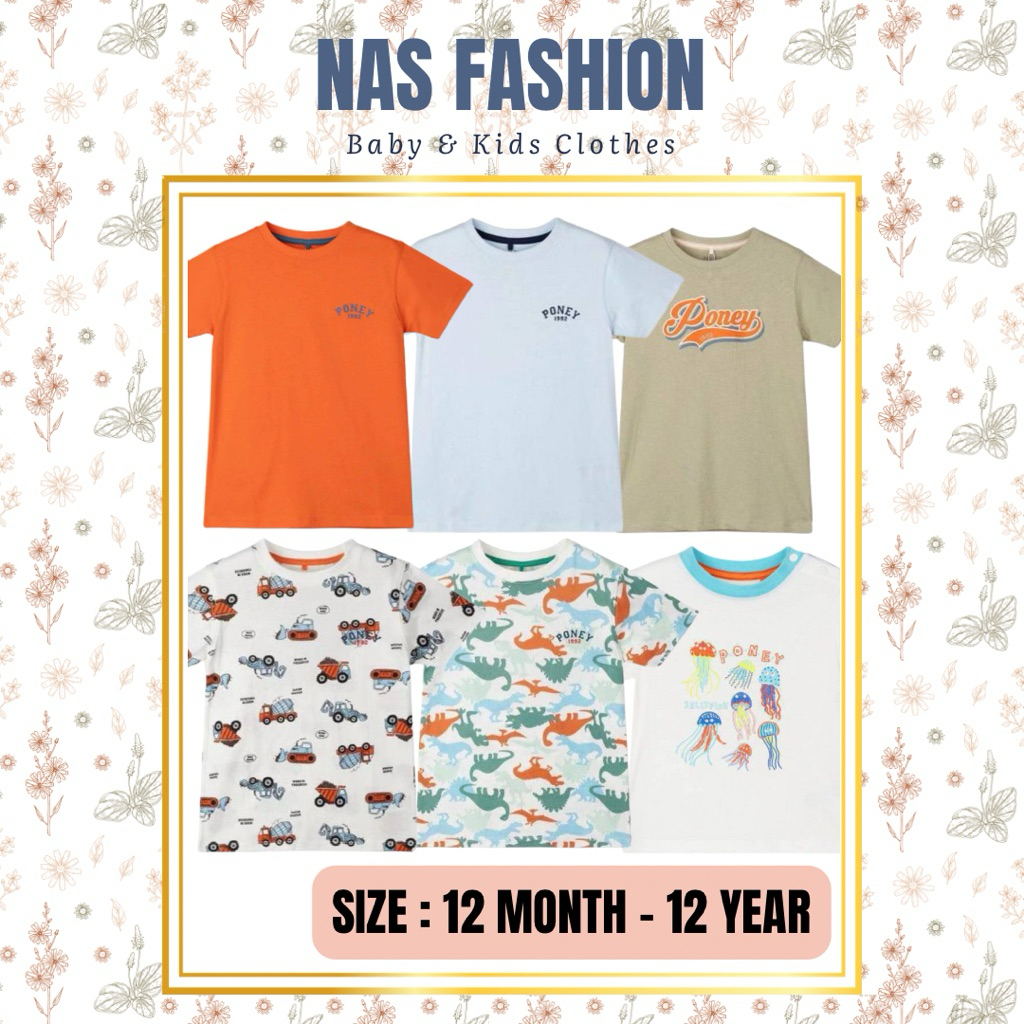 เสื้อยืด poney boy baby and kids 6-12 เดือน - แบรนด์ที่ได้รับแรงบันดาลใจจาก 12 ปี (ขึ้นไป 1 ไซส์)