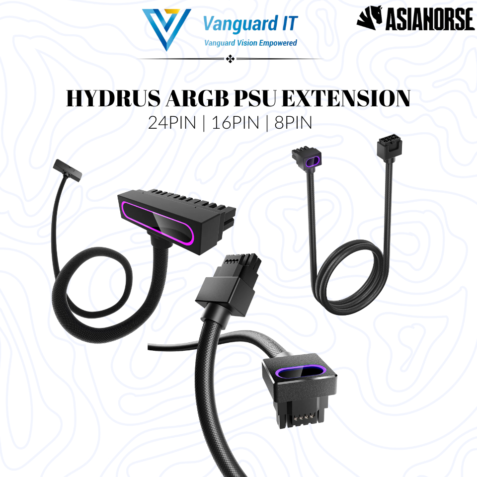 ASIAHORSE Hydrus ARGB PSU Extension Cable 24 Pin / 16 Pin / 8 Pin ทําความสะอาดและเรียบร้อยดู