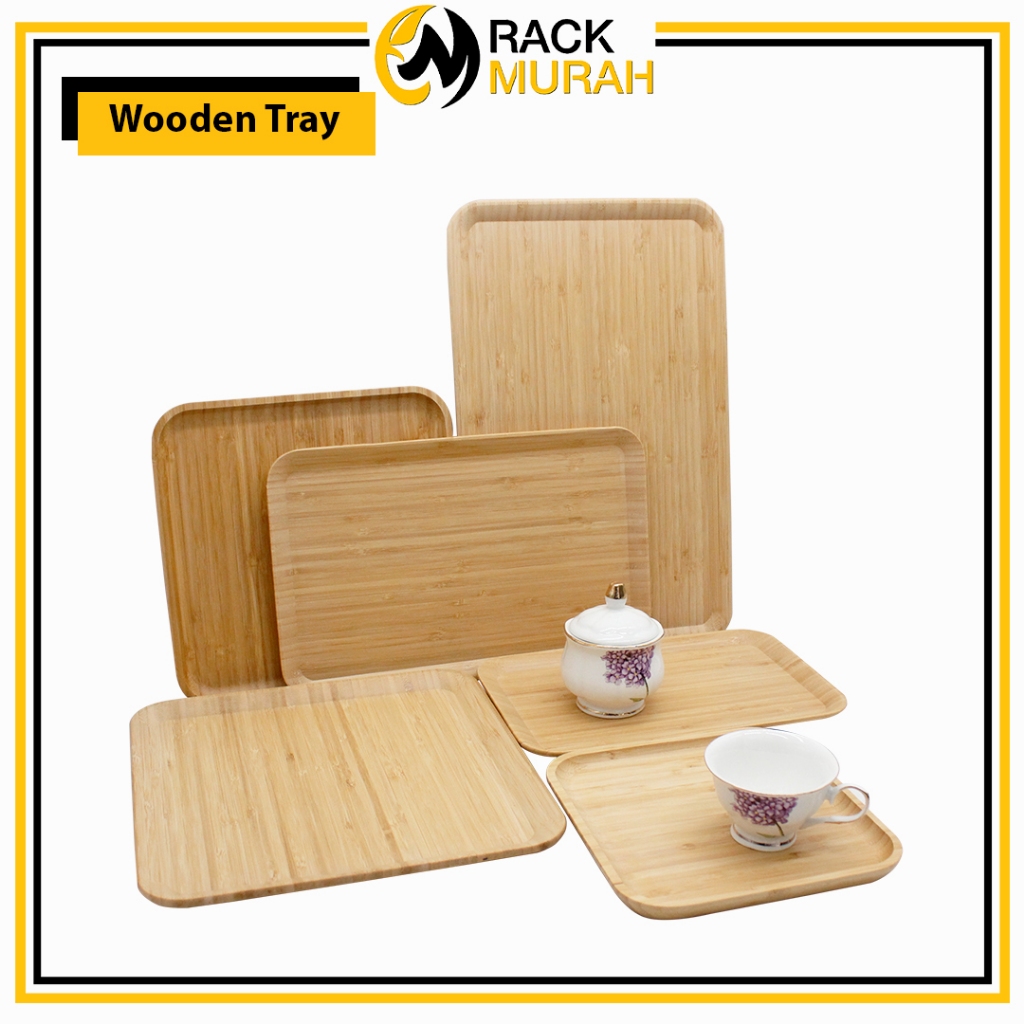 HUANG PIRING KAYU LETAKANAN WOODEN SERVING TRAY WOODEN TRAY 2 ออกแบบ 3 ขนาด