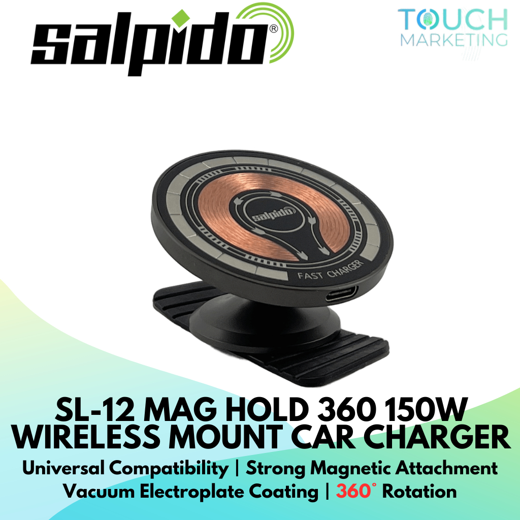 Salpido SL-12 Mag Hold 360 15W Wireless Mount Car Charger Holder พร้อมสิ่งที่แนบมาแม่เหล็กที่แข็งแกร