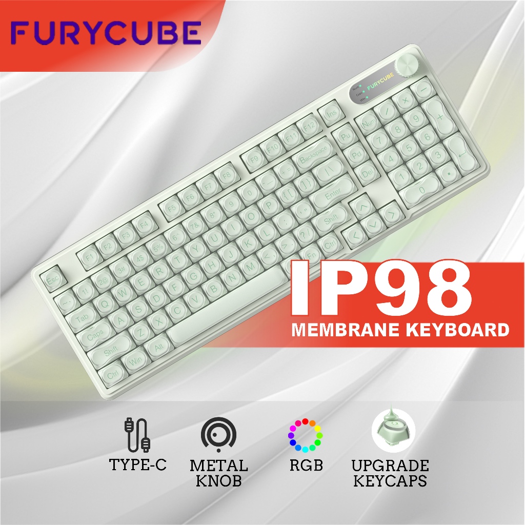 FURYCUBE IP98 Membrane Keyboard Foundation ปุ่มกดใหม่ ปุ่ม RGB 95% เค้าโครงคีย์บอร์ดเกม